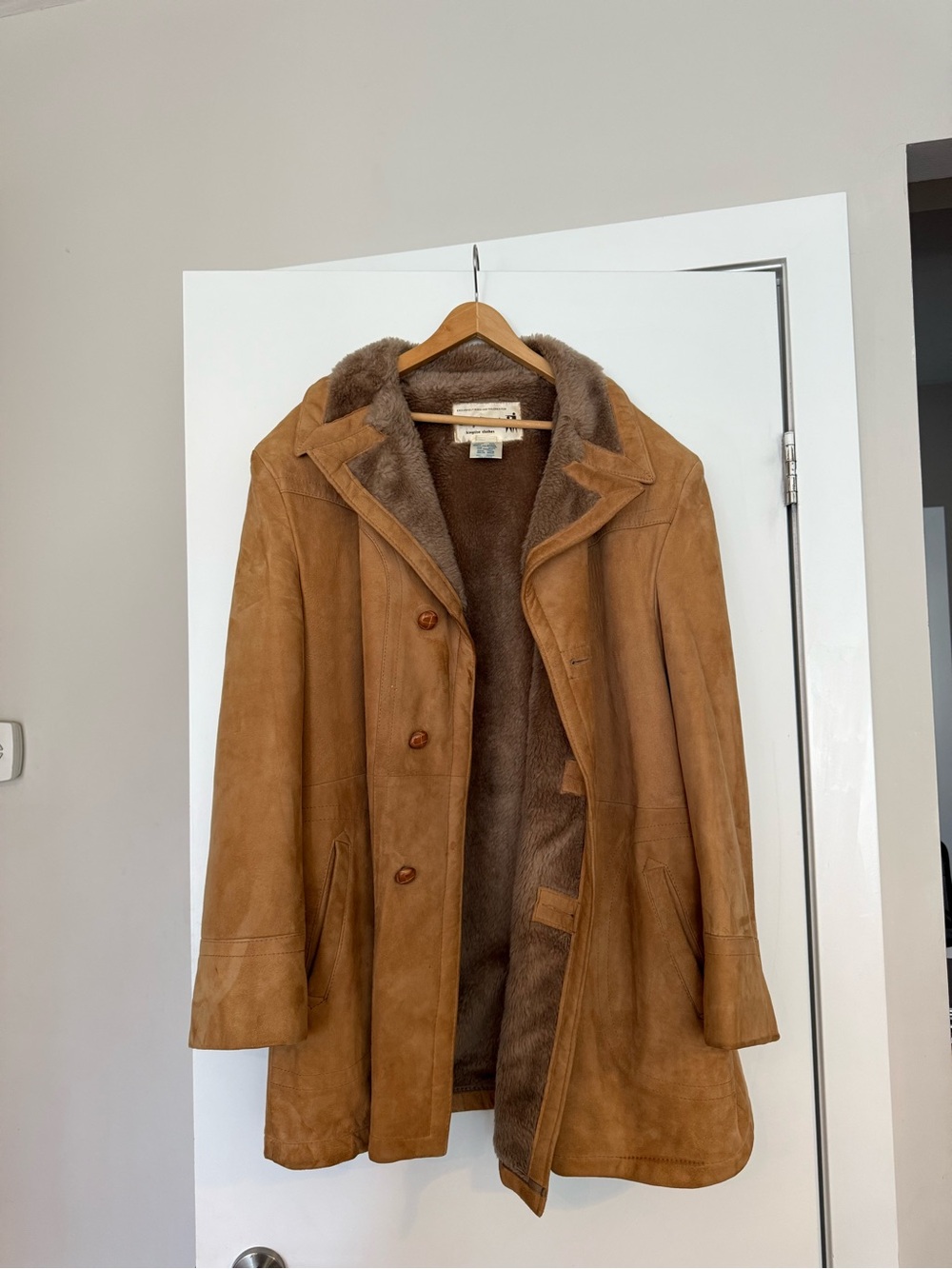 Women's Tan Suede Shearling-Lined Leather Jacket
